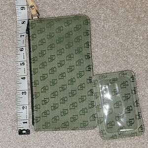 Dooney & Bourke Green and Cream Clutch and Wristlet Set